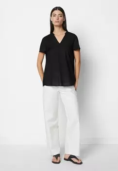 Блуза V-NECK SHORT SLEEVED FEMININE DETAILS AT BACK SOLID Marc O'Polo, черный