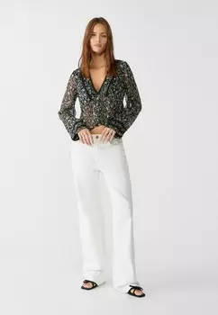 Блуза V-NECK Stradivarius, белый