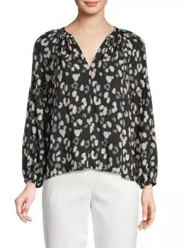 Блуза Velvet , черный с леопардовым принтом, мультиколор