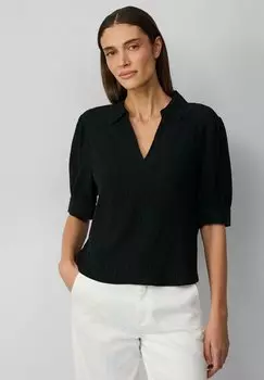 Блуза VERKRZTE PLISSEE-IM LOOSE FIT MIT PUFFRMELN s.Oliver BLACK LABEL, черный