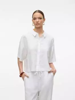 Блуза Vero Moda Hemd mit lockerem Schnitt Bluse Halbarm, белый