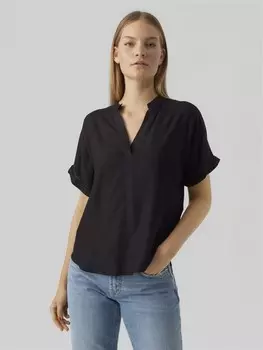 Блуза Vero Moda Top Casual Splitneck Bluse, черный