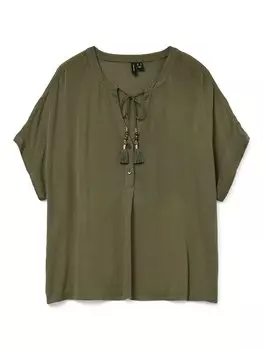 Блуза VERO MODA VMBENTE SS WIDE TOP WVN GA, оливковый