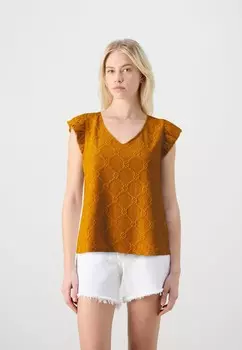 Блуза VIDELEA V NECK CAP SLEEVE VILA, оранжевый