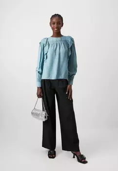 Блуза VIFREJ ONECK RUFFLE VILA, темно-синий