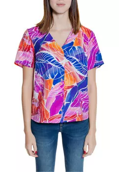 Блуза Vila Clothes с принтом, розовый