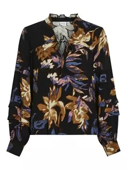 Блуза Vila Jennie, цвет schwarz/camel