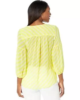Блуза Vince Camuto Balloon Sleeve V-Neck Amalfi Stripe Blouse, цвет Bright Lemon