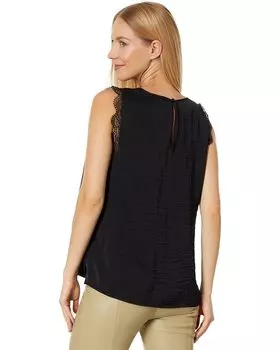 Блуза Vince Camuto Crew Neck Shirred Neck Blouse, цвет Rich Black