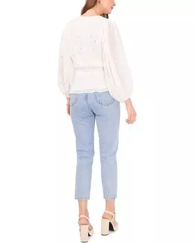 Блуза Vince Camuto Long Sleeve V-Neck Foil Blouse, цвет New Ivory