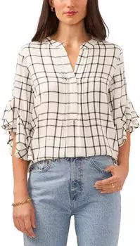 Блуза Vince Camuto Pin Tuck Ruffle Sleeve Blouse, цвет Rich Black