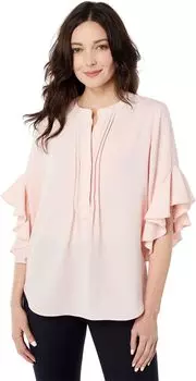 Блуза Vince Camuto Ruffle Sleeve Henley Blouse, цвет Fresh Pink