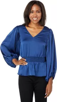 Блуза Vince Camuto V-Neck Peplum Blouse, цвет Deep Blue
