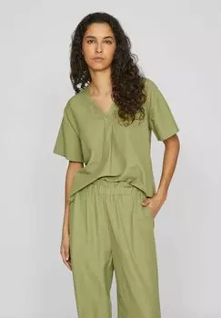 Блуза VIPRISILLA V NECK VILA, зеленый