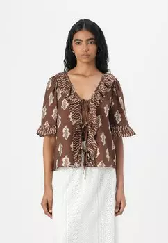 Блуза VMROMA TIE Vero Moda, коричневый