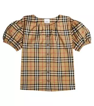 Блуза в клетку из смесового хлопка Burberry, мультиколор