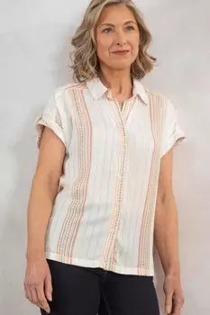 Блуза в полоску с коротким рукавом Anna Rose, белый