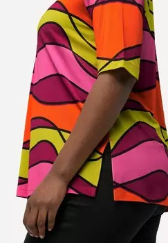 Блуза WAVE PRINT SHORT SLEEVE SLINKY Ulla Popken, оранжевый