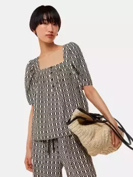 Блуза Whistles Link Check Square Neck, цвет black/multi