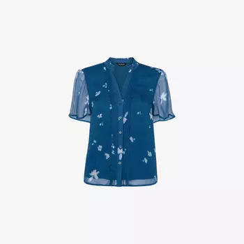 Блуза Whistles с цветочным принтом и воротником-рюшем, мультиколор