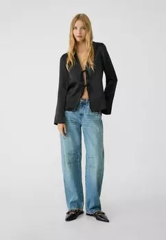 Блуза WITH BOWS Stradivarius, черный