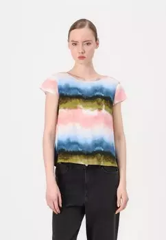 Блуза WITH CAP SLEEVE TOM TAILOR DENIM, мультиколор