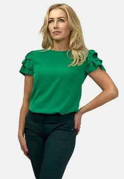 Блуза WITH FRILLS ON THE SLEEVES REGINA FASHION, зеленый