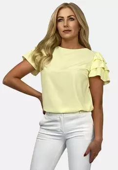 Блуза WITH FRILLS ON THE SLEEVES REGINA FASHION, светло-желтый