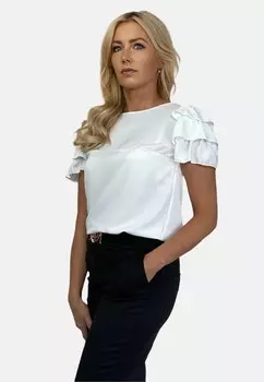 Блуза WITH FRILLS ON THE SLEEVES REGINA FASHION, кремовый