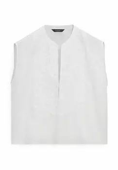 Блуза WITH FRONT EMBROIDERY Massimo Dutti, белый
