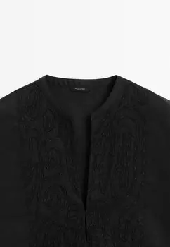 Блуза WITH FRONT EMBROIDERY Massimo Dutti, черный