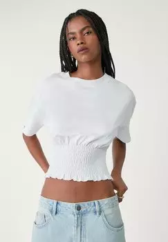 Блуза WITH GATHERED Stradivarius, белый
