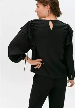 Блуза WITH RUFFLED AND GATHERED SLEEVES Rue les crateurs, черный
