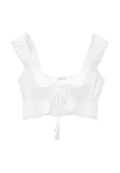 Блуза WITH WIDE STRAPS PULL&BEAR, белый