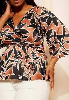 Блуза WRAP REGULAR FIT Curves Like These, черный