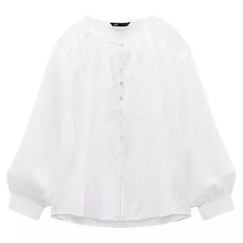Блуза Zara Cotton With Metallic Thread, желтовато-белый