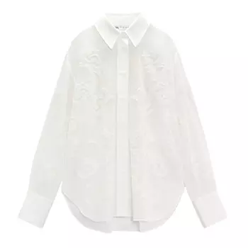 Блуза Zara Semi-sheer Embroidered, белый