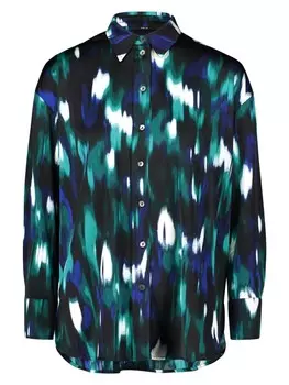 Блуза Zero Satinbluse mit Hemdblusenkragen, цвет BlackGreen