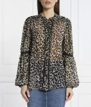 Блуза женская Guess Jeans с леопардовым принтом, черный