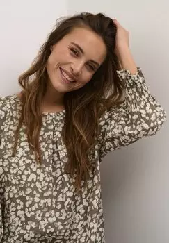 Блузка 3/4 Sleeves Casual Fit Kaffe, серо-пыльно-белый цветочек
