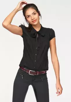 Блузка AJC с бантом и бантом на завязке, черный