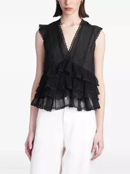 Блузка Alice + Olivia с оборками, черный