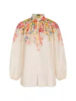 Блузка Alight с цветочным принтом и объемными рукавами Zimmermann, цвет ivory floral