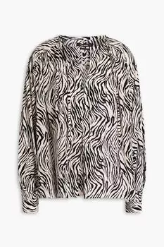 Блузка Amba из крепдешина с зебровым принтом и сборками ISABEL MARANT, черный