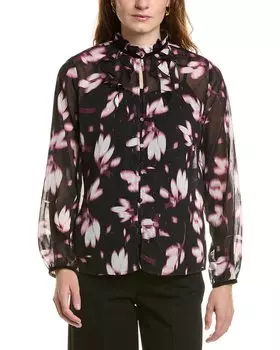 Блузка Anne Klein с оборками на шее, розовый