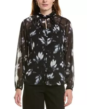 Блузка Anne Klein с оборками на шее, серый