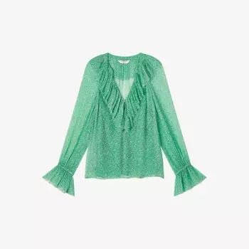 Блузка Annie с графическим принтом и отделкой воланами Lk Bennett, зеленый