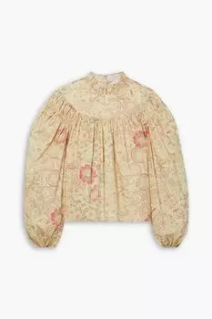 Блузка Ardith из хлопкового поплина со сборками ULLA JOHNSON, нейтральный