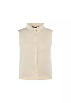 Блузка ария с короткими рукавами и элегантным воротником рубашки Freshlions, бежевый