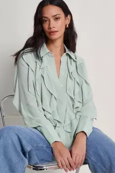 Блузка «Ария» с рюшами Monsoon, зеленый